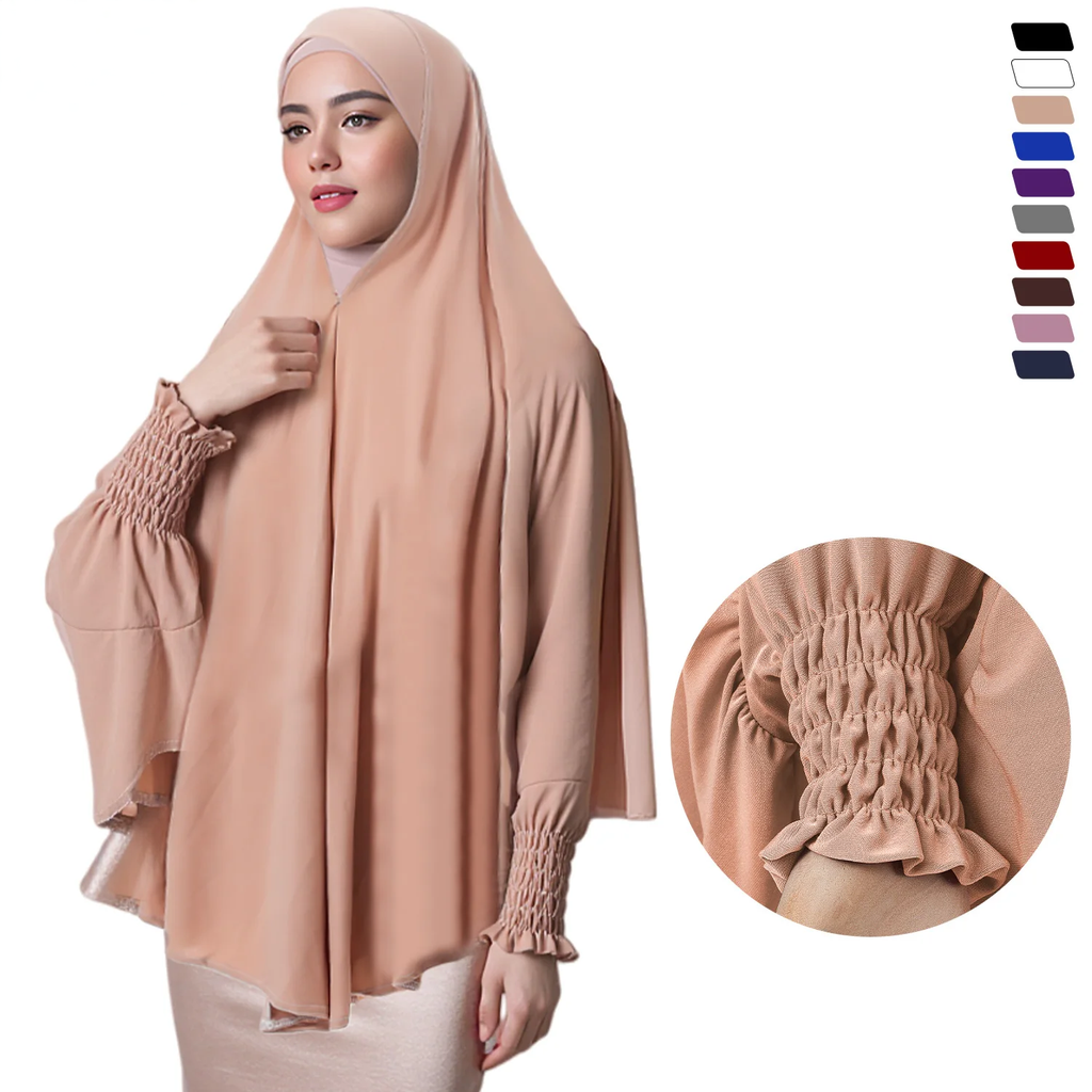 Muslim Abayas Full Cover Women Colthes Solid Color Inner Hijab Long Shawl Premium Cotton Hemp Hijab Ramadan Prayer Women Dress