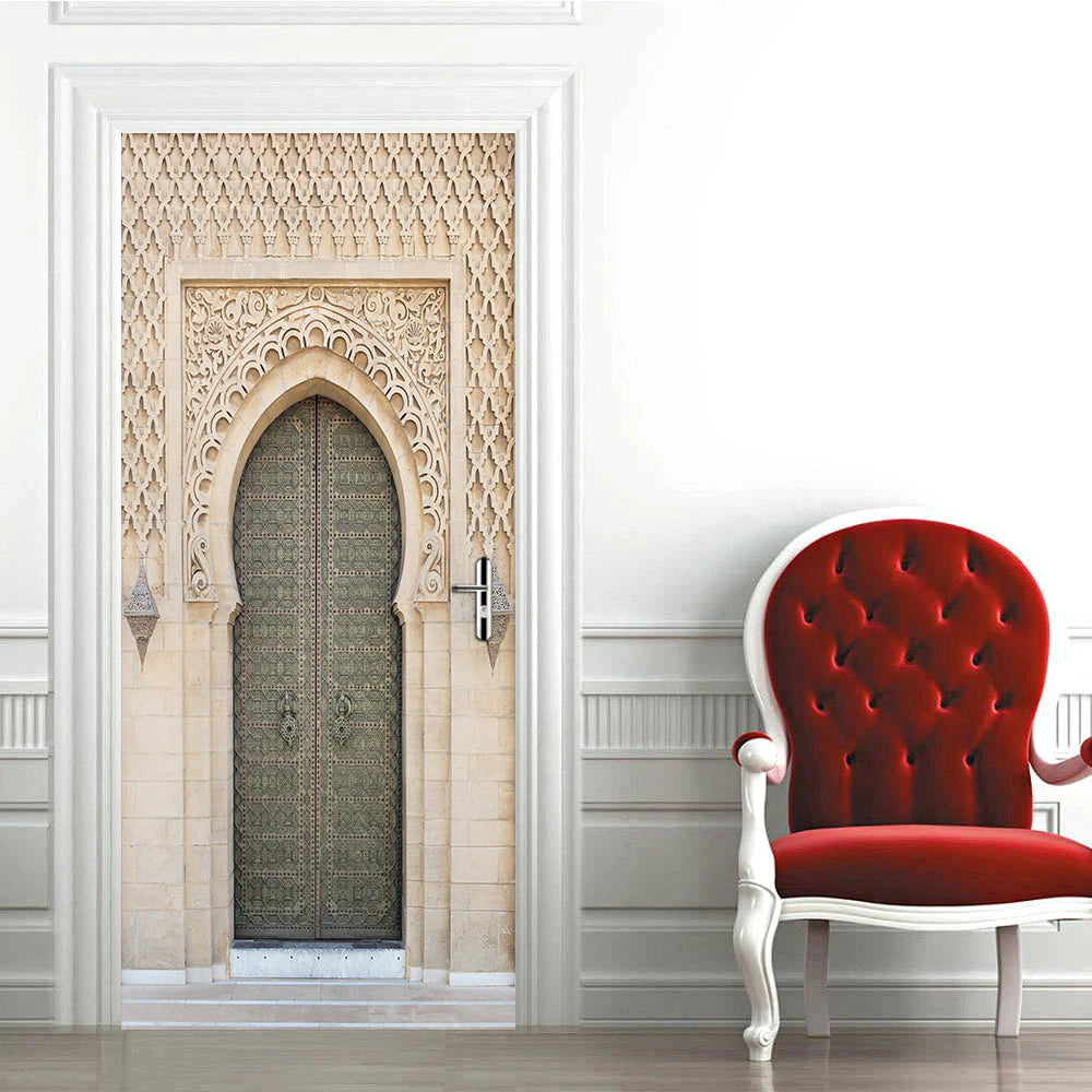 2pcs/set Muslim Great Mosque of Mecca Door Sticker Home Decor Art Mural Living Room Porch Wall Stickers Peel & Sticker Wallpaper