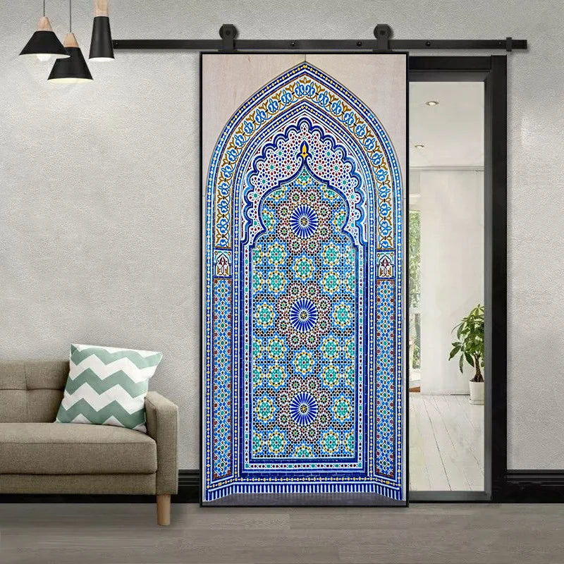2pcs/set Muslim Great Mosque of Mecca Door Sticker Home Decor Art Mural Living Room Porch Wall Stickers Peel & Sticker Wallpaper