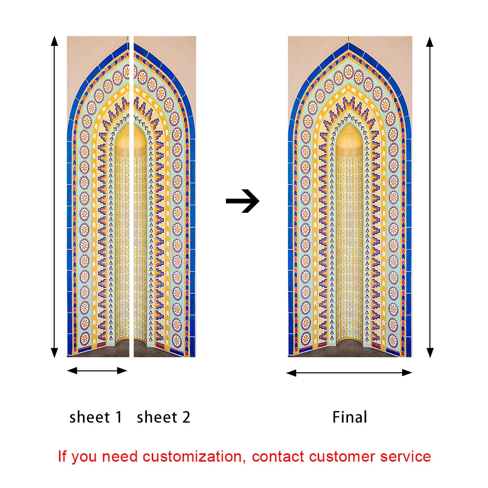 2pcs/set Muslim Great Mosque of Mecca Door Sticker Home Decor Art Mural Living Room Porch Wall Stickers Peel & Sticker Wallpaper