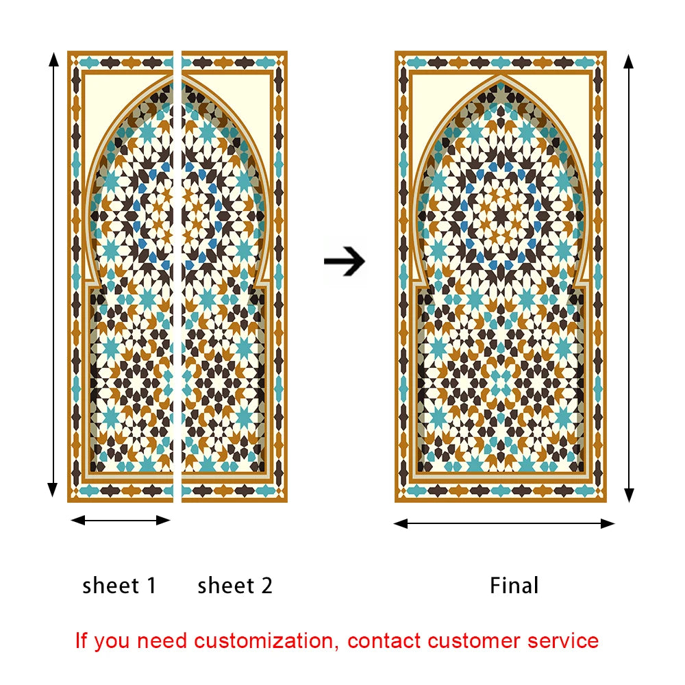 2pcs/set Muslim Great Mosque of Mecca Door Sticker Home Decor Art Mural Living Room Porch Wall Stickers Peel & Sticker Wallpaper