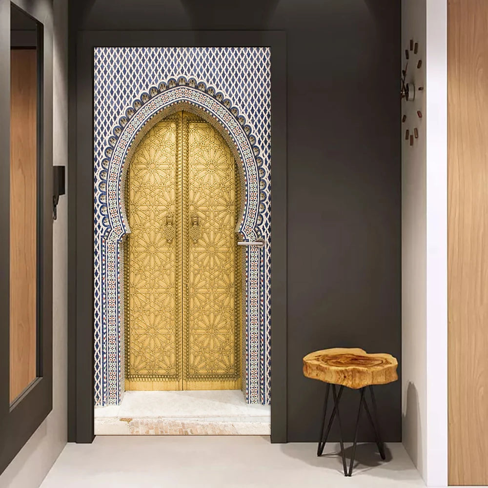 2pcs/set Muslim Great Mosque of Mecca Door Sticker Home Decor Art Mural Living Room Porch Wall Stickers Peel & Sticker Wallpaper