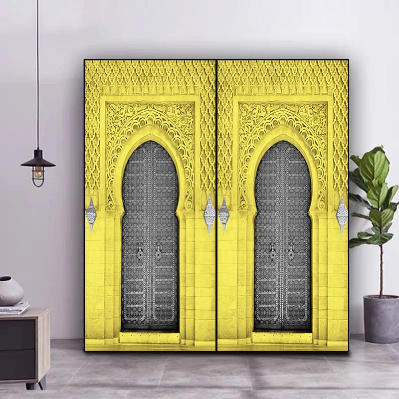 2pcs/set Muslim Great Mosque of Mecca Door Sticker Home Decor Art Mural Living Room Porch Wall Stickers Peel & Sticker Wallpaper