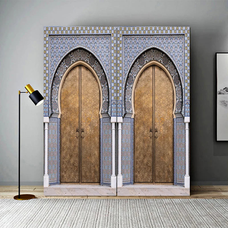 2pcs/set Muslim Great Mosque of Mecca Door Sticker Home Decor Art Mural Living Room Porch Wall Stickers Peel & Sticker Wallpaper