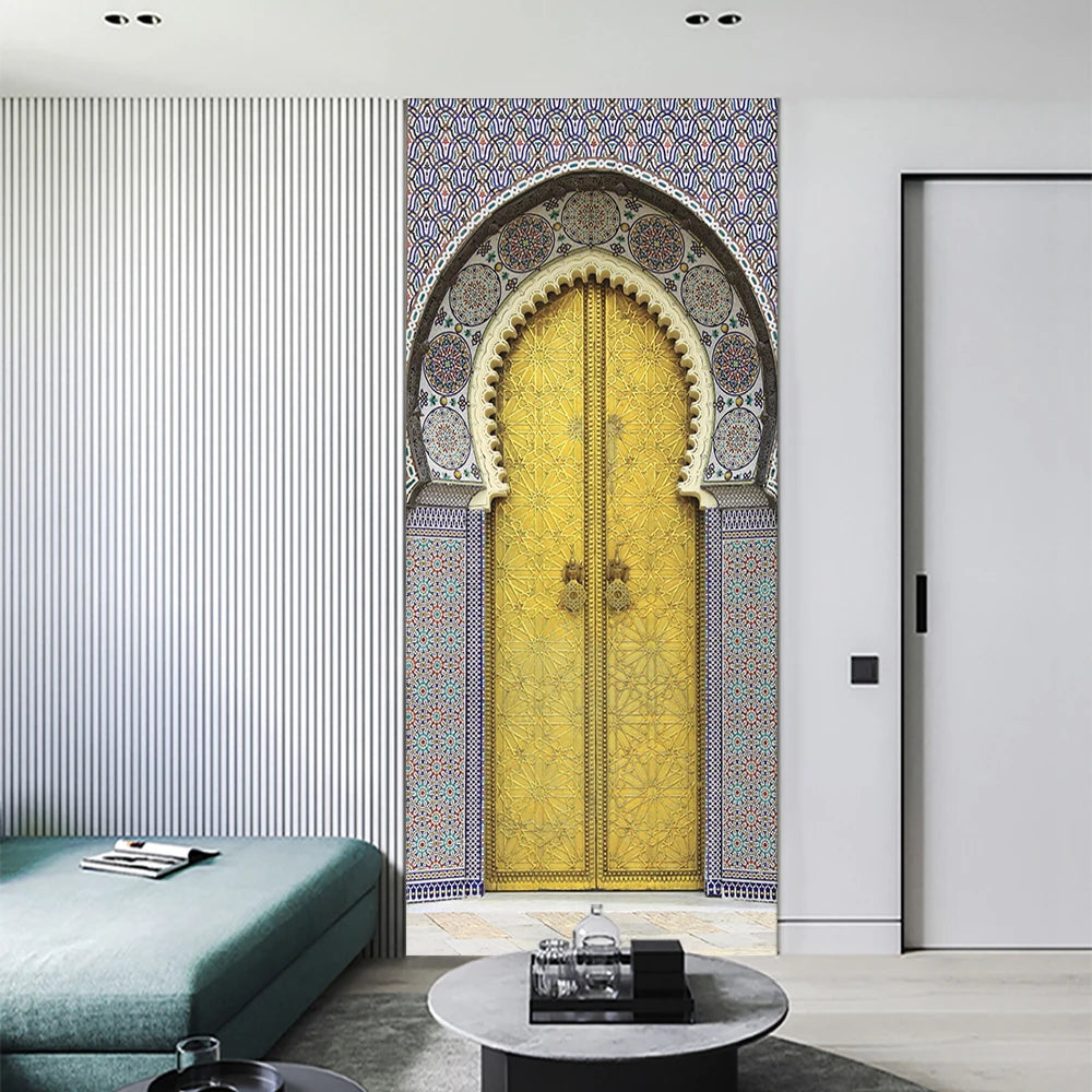 2pcs/set Muslim Great Mosque of Mecca Door Sticker Home Decor Art Mural Living Room Porch Wall Stickers Peel & Sticker Wallpaper