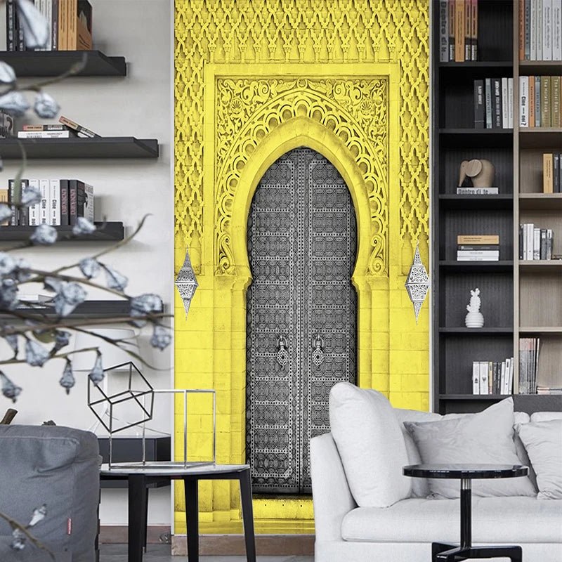 2pcs/set Muslim Great Mosque of Mecca Door Sticker Home Decor Art Mural Living Room Porch Wall Stickers Peel & Sticker Wallpaper