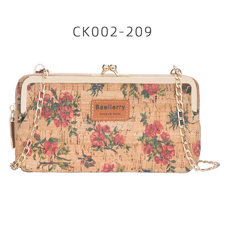 Fashion New Women Wallets Wood Grain Chain Long High Quality Phone Holder Classic Female Purse Zipper Wallet Mini Shoulder Bag