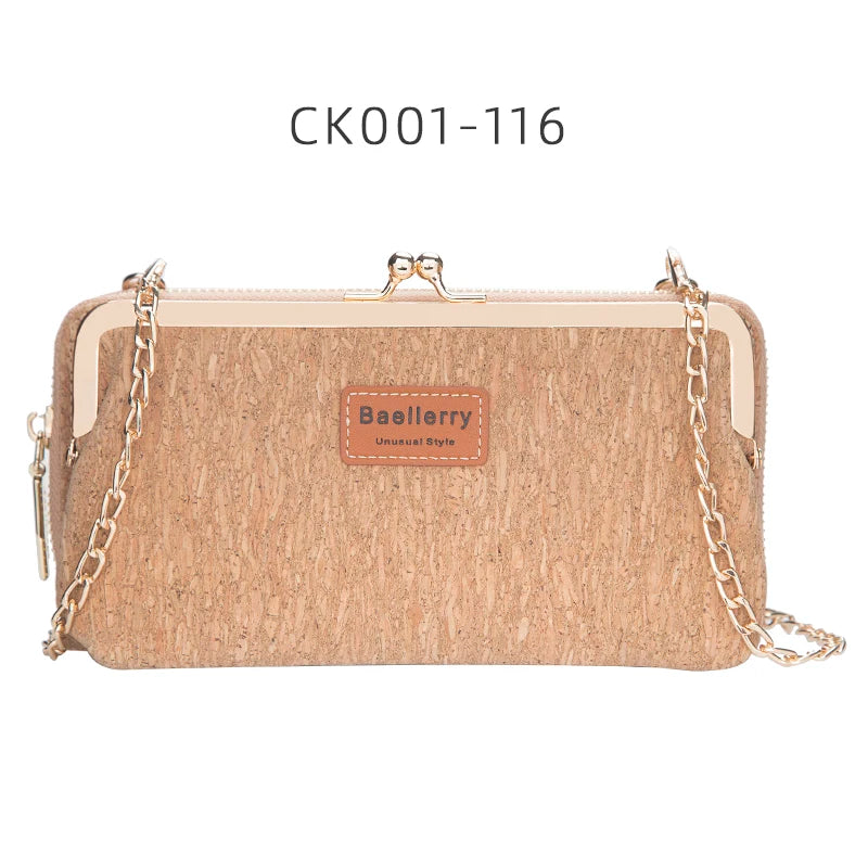 Fashion New Women Wallets Wood Grain Chain Long High Quality Phone Holder Classic Female Purse Zipper Wallet Mini Shoulder Bag