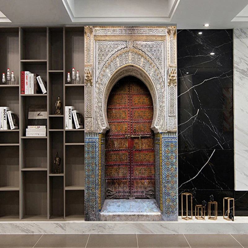 2pcs/set Muslim Great Mosque of Mecca Door Sticker Home Decor Art Mural Living Room Porch Wall Stickers Peel & Sticker Wallpaper