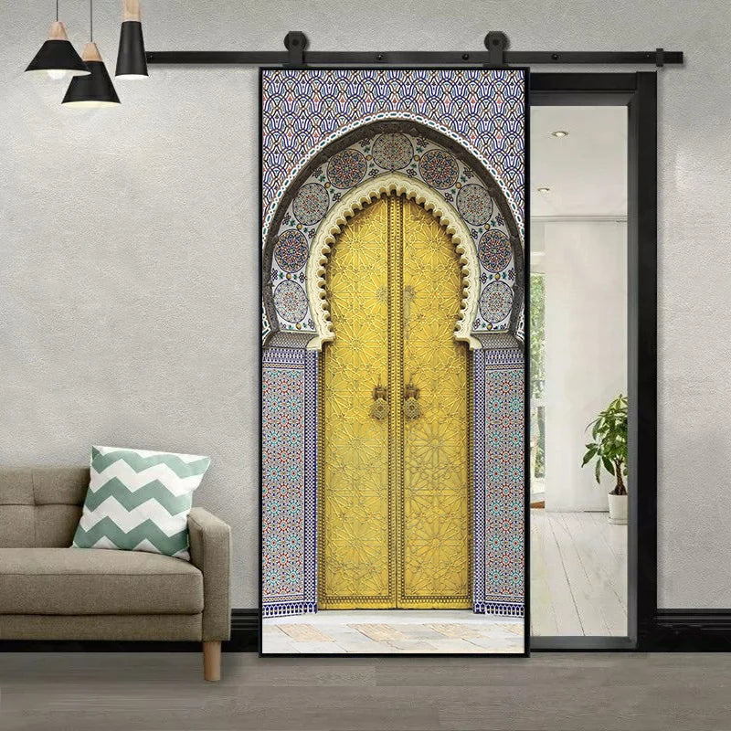 2pcs/set Muslim Great Mosque of Mecca Door Sticker Home Decor Art Mural Living Room Porch Wall Stickers Peel & Sticker Wallpaper
