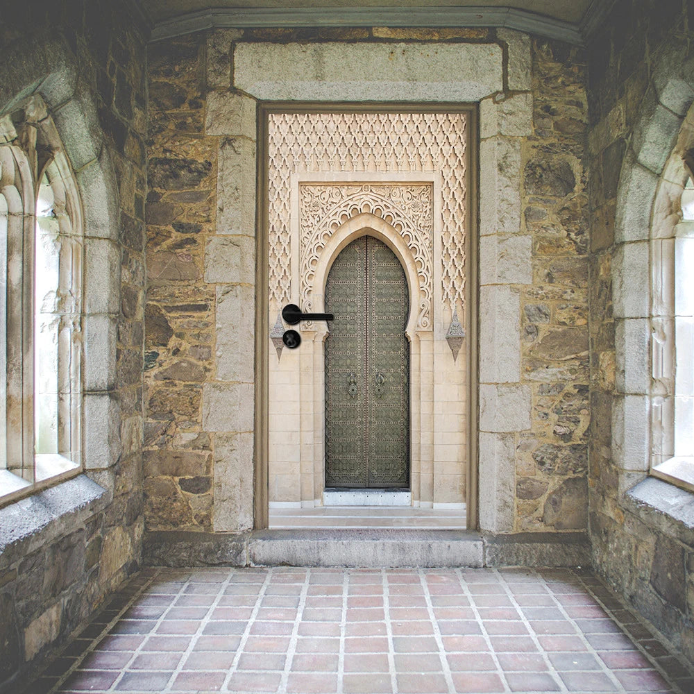 2pcs/set Muslim Great Mosque of Mecca Door Sticker Home Decor Art Mural Living Room Porch Wall Stickers Peel & Sticker Wallpaper