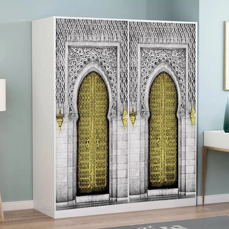 2pcs/set Muslim Great Mosque of Mecca Door Sticker Home Decor Art Mural Living Room Porch Wall Stickers Peel & Sticker Wallpaper