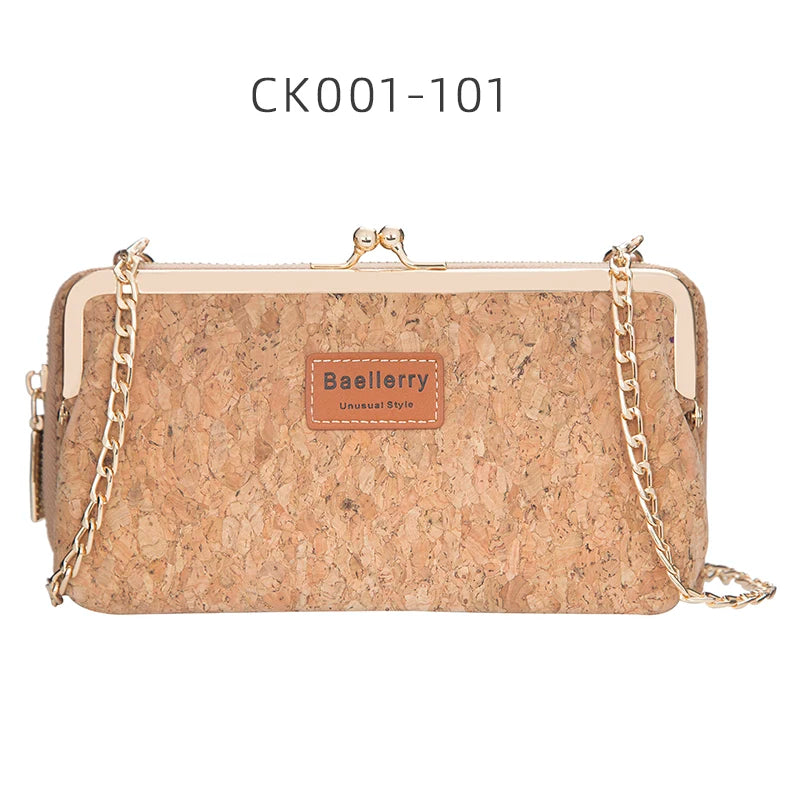 Fashion New Women Wallets Wood Grain Chain Long High Quality Phone Holder Classic Female Purse Zipper Wallet Mini Shoulder Bag
