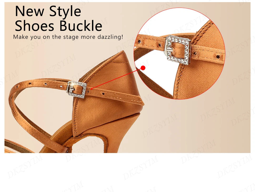 Latin Dance Shoes Women High Heel Silk Dance Shoes lady Soft Bottom Dance Shoes heeled 8cm Girls Salsa Ballroom Shoes
