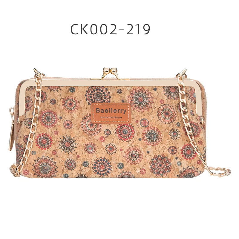 Fashion New Women Wallets Wood Grain Chain Long High Quality Phone Holder Classic Female Purse Zipper Wallet Mini Shoulder Bag