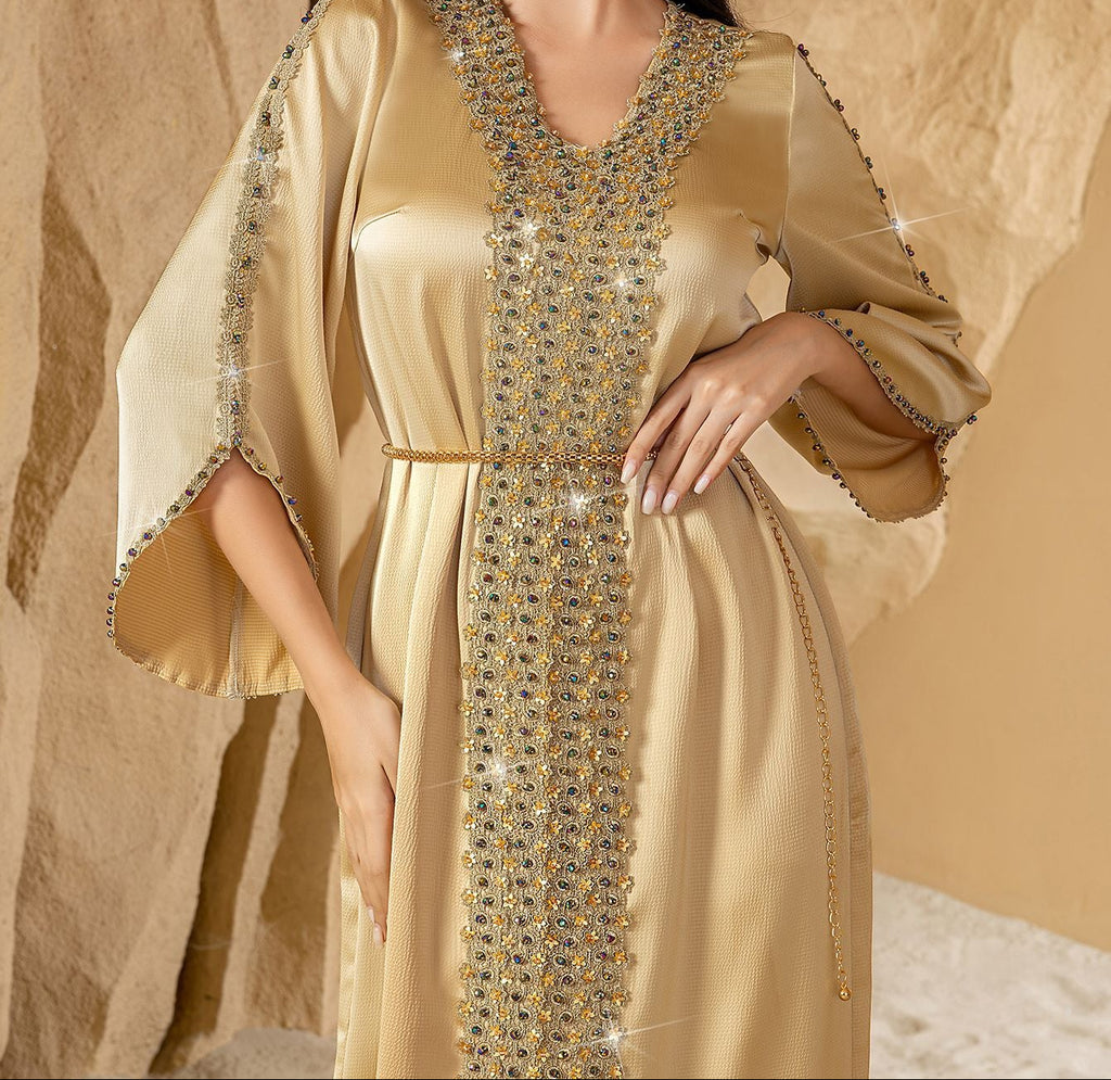 Dress for Women  Jalabiya Lace Diamond Party Dresses Abaya Long Robe Morocco Dubai Kaftan Vestidos Largos 2025