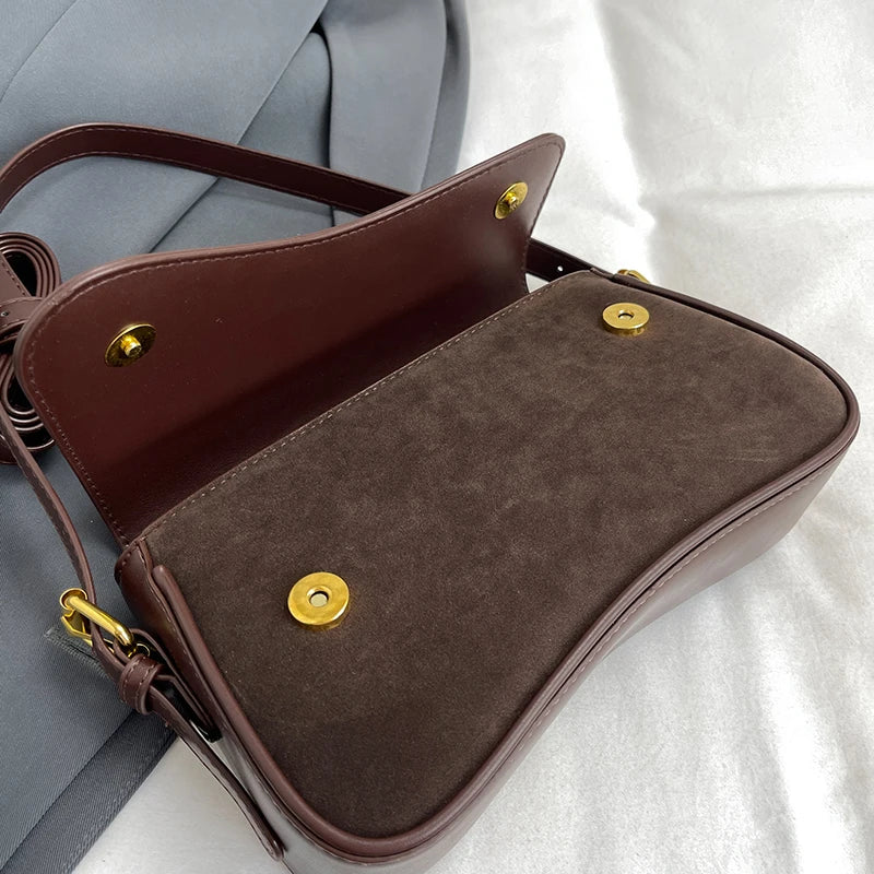 Solid Color Striped Flannel Women Crossbody Bag Quiet Luxury Designer Bag Fashionable Elegant PU Leather Shoulder Bags for Women