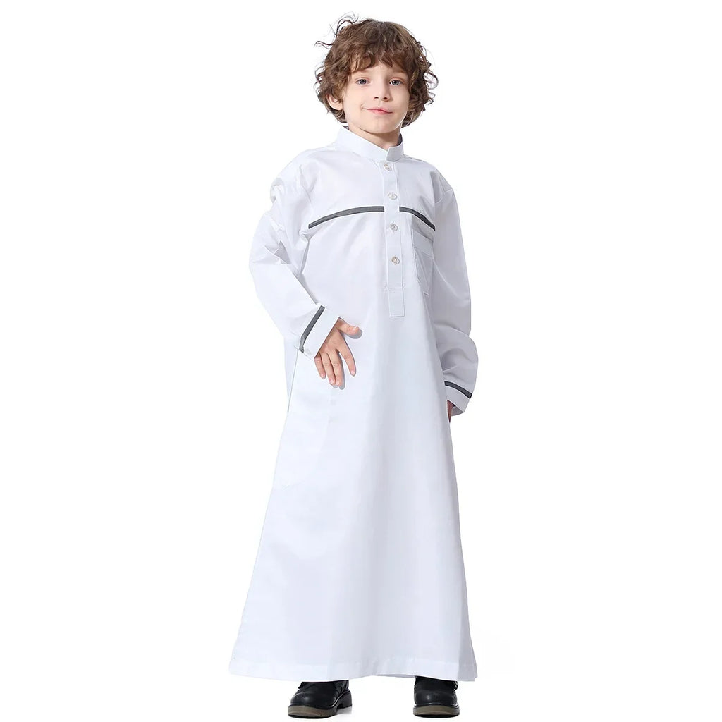 Muslim Saudi Arab Boys Robe Kids Abaya Kaftan Prayer Islam Ramadan Clothing Long Sleeve Thobe Middle East Teenage Dress Dubai