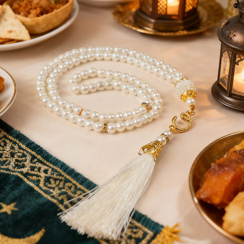 5-20Pcs Muslim Prayer Beads Islamic 99 Pearls Charm Bracelets with Tassel 2026 Eid Mubarak Ramadan Festival Gift Home Decoration