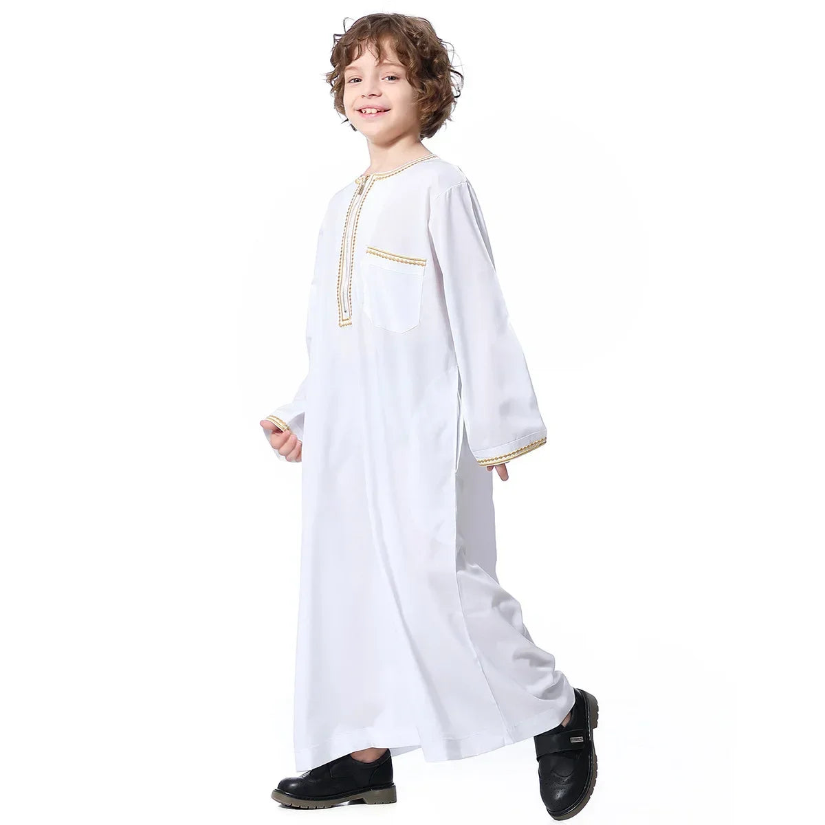 Muslim Saudi Arab Boys Robe Kids Abaya Kaftan Prayer Islam Ramadan Clothing Long Sleeve Thobe Middle East Teenage Dress Dubai
