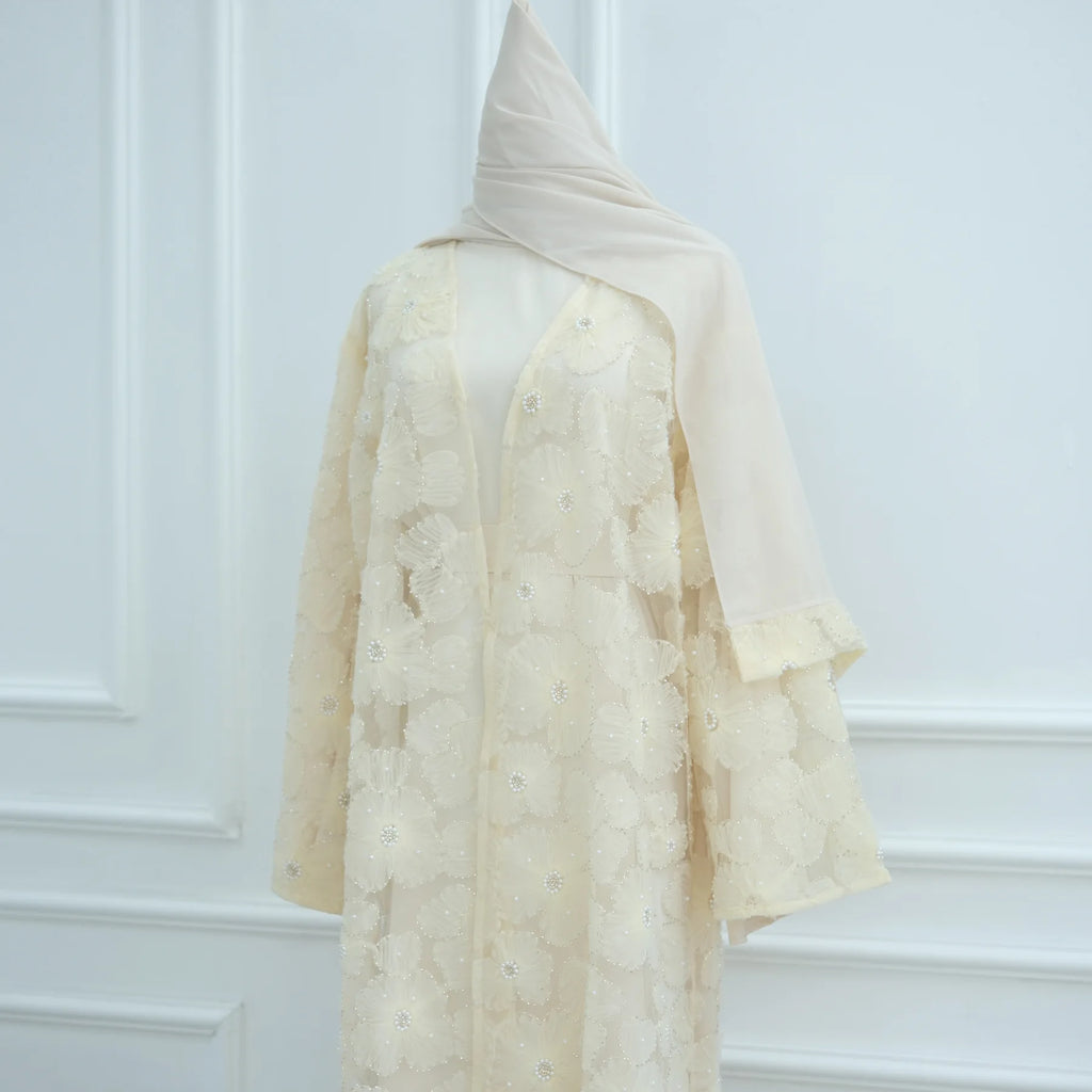 Eid Women Abaya Muslim Cardigan Dress Beading Flower Jalabiya Ramadan Vestidos Largos Islam Arab Long Robe Morocco Kaftan 2026