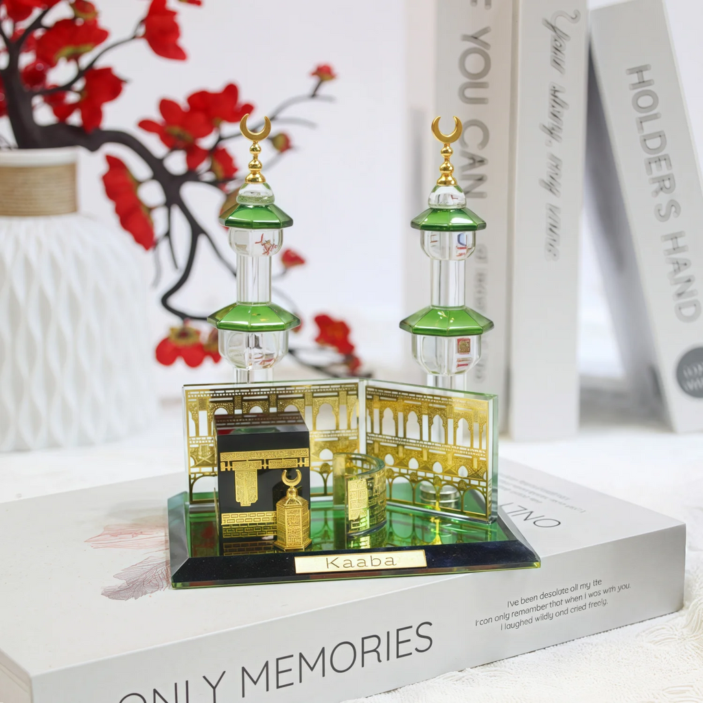 Muslim Kaaba Clock Tower Model Desktop Car Ornament Islamic Home Decor  Islamic Architecture Crystal Collectible Figurines