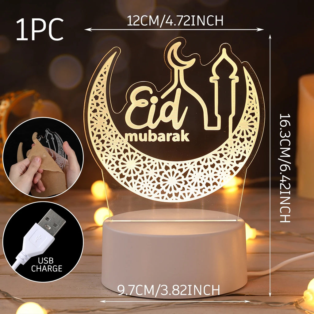 3D Led Lamp Ramadan Night Light Led Moon Star Eid Bedroom Decoration Light Ornament Ramadan Decoration For Home