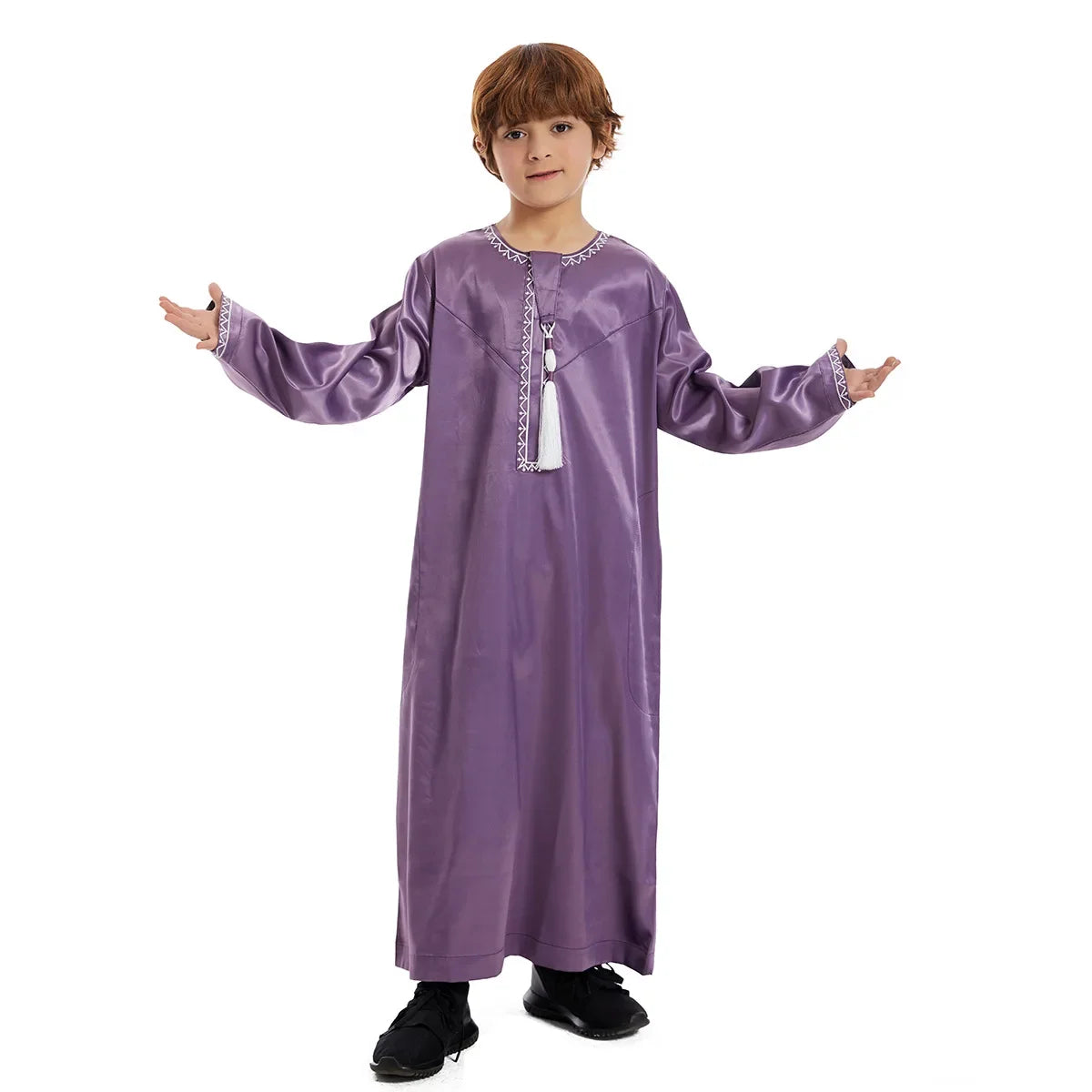 Eid Muslim Children Abaya Ramadan Jubba Prayer Thobe Boy Kids Abayas Islam Long Robe Gown Kaftan Dubai Arab Tassel Dishdasha
