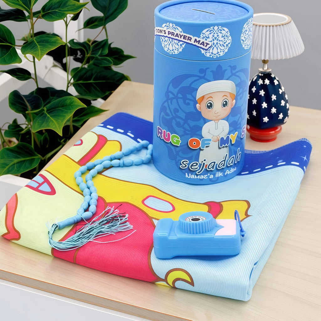 Kids Prayer Rug Best Muslim Gift Romadan Gift Children Portable 4pcs set ﻿