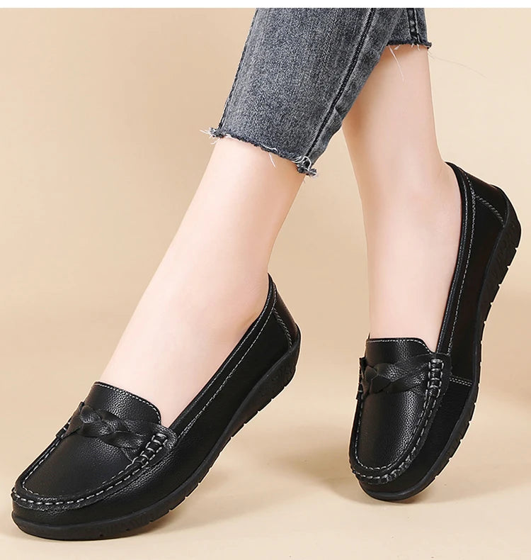 Women Shoes Soft Leather Women's Loafer  New Flats Slip On Casual Shoes Flat Shoes Women White Footwear Zapatos De Mujer