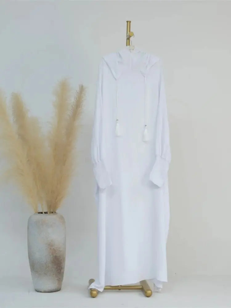 Ramadan Eid Dubai Linen Khimar Abaya Damen Muslim Modal Hijab Dress Kaftan Abayas For Women Kebaya Robe Femme Musulmane