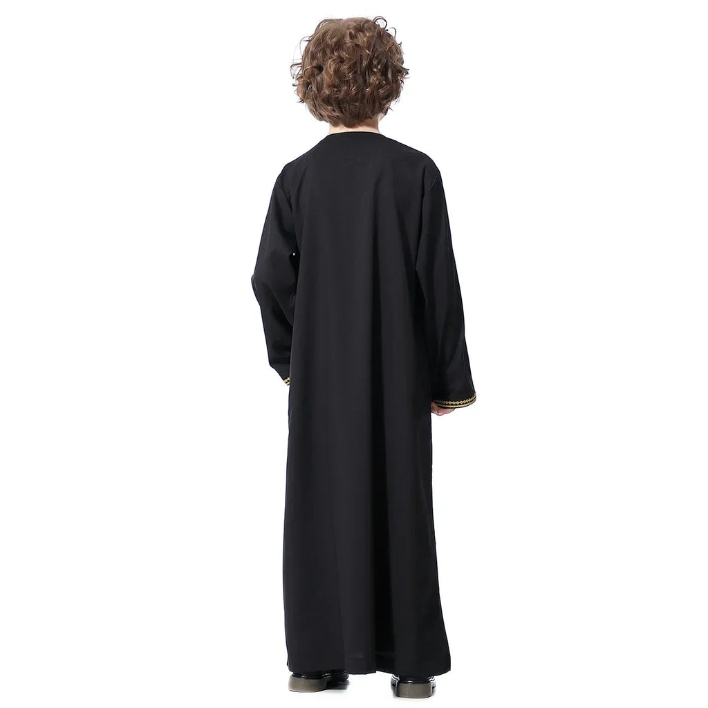 Muslim Saudi Arab Boys Robe Kids Abaya Kaftan Prayer Islam Ramadan Clothing Long Sleeve Thobe Middle East Teenage Dress Dubai