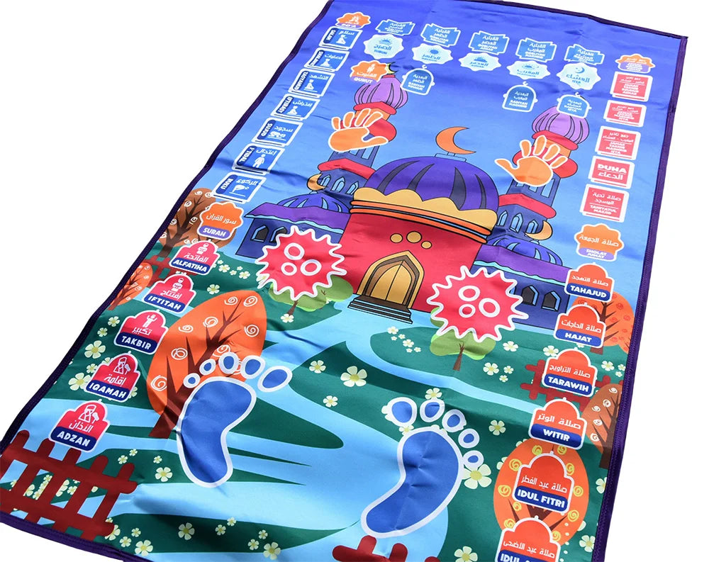 InteractiveTalking Prayer Mat Educational Rug Salah Muslim Kids Gift Islam Electronic Worship Blanket Compass Islamic Carpet
