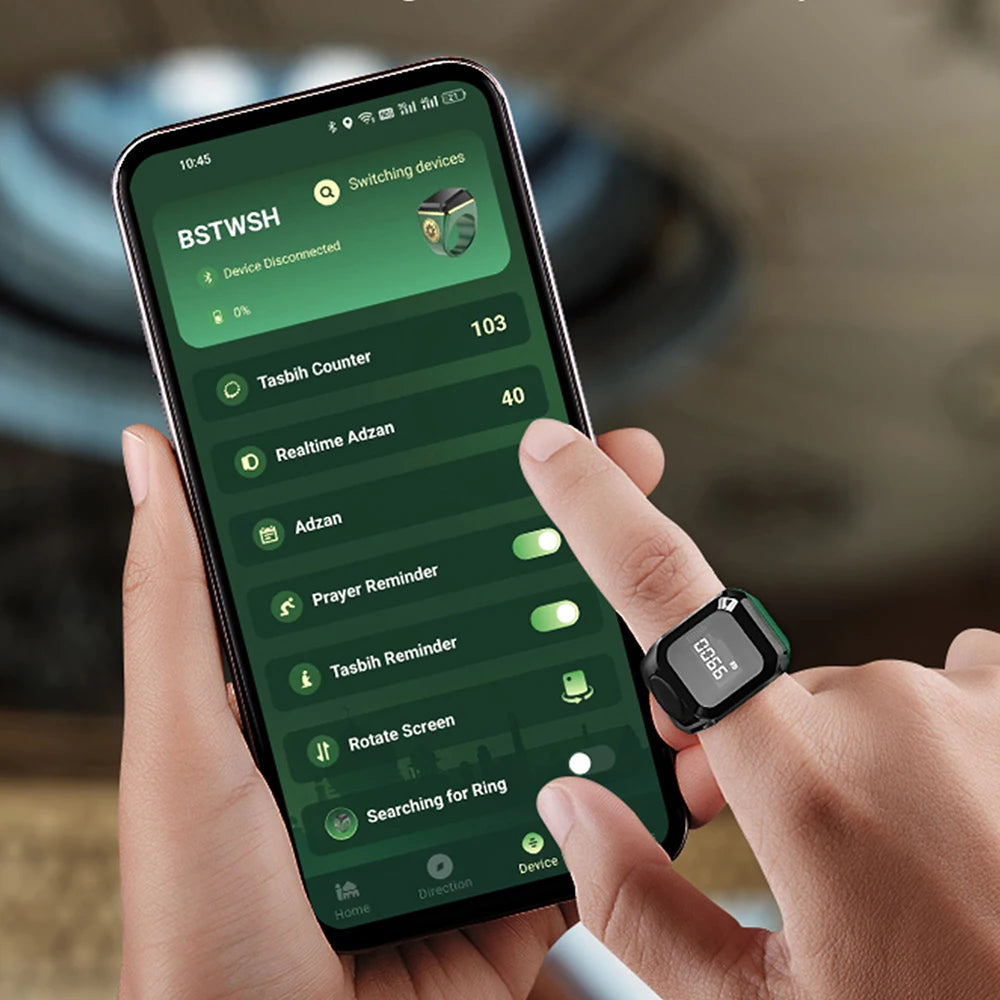 Smart Ring Counter Bluetooth APP Control OLED Display Silent Touch Type-C Rechargeable Muslims Zikr Ring Prayer Finger Counter