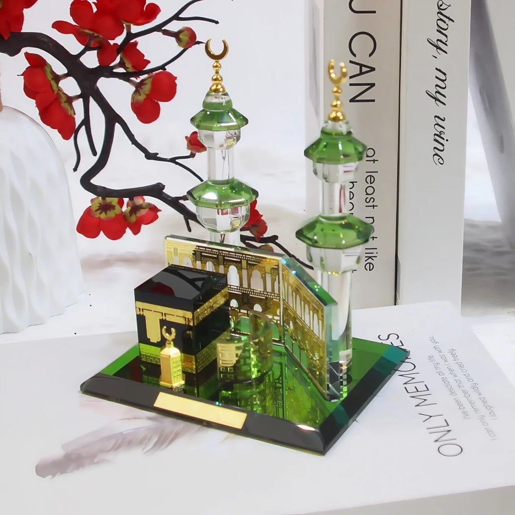 Muslim Kaaba Clock Tower Model Desktop Car Ornament Islamic Home Decor  Islamic Architecture Crystal Collectible Figurines