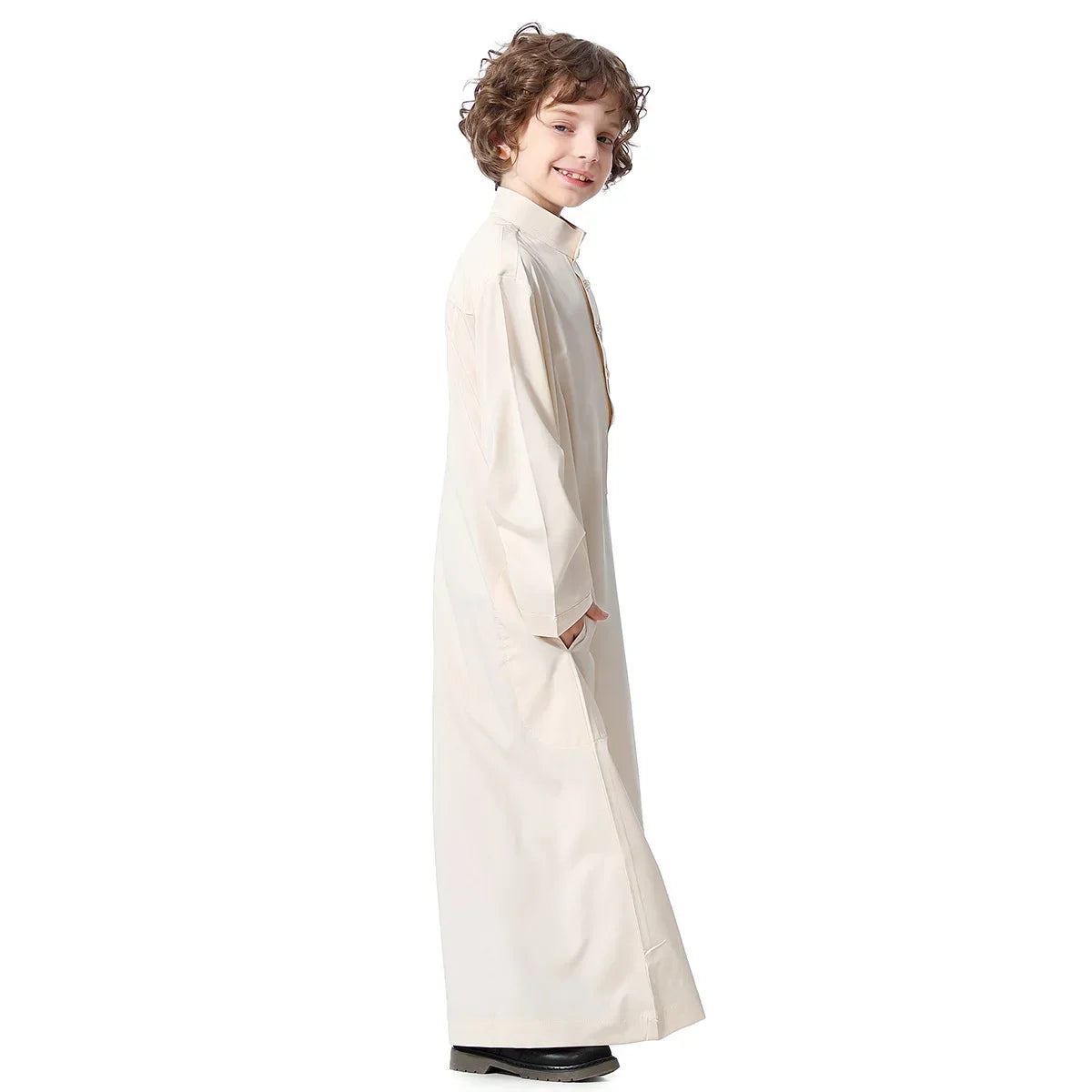 Muslim Saudi Arab Boys Robe Kids Abaya Kaftan Prayer Islam Ramadan Clothing Long Sleeve Thobe Middle East Teenage Dress Dubai