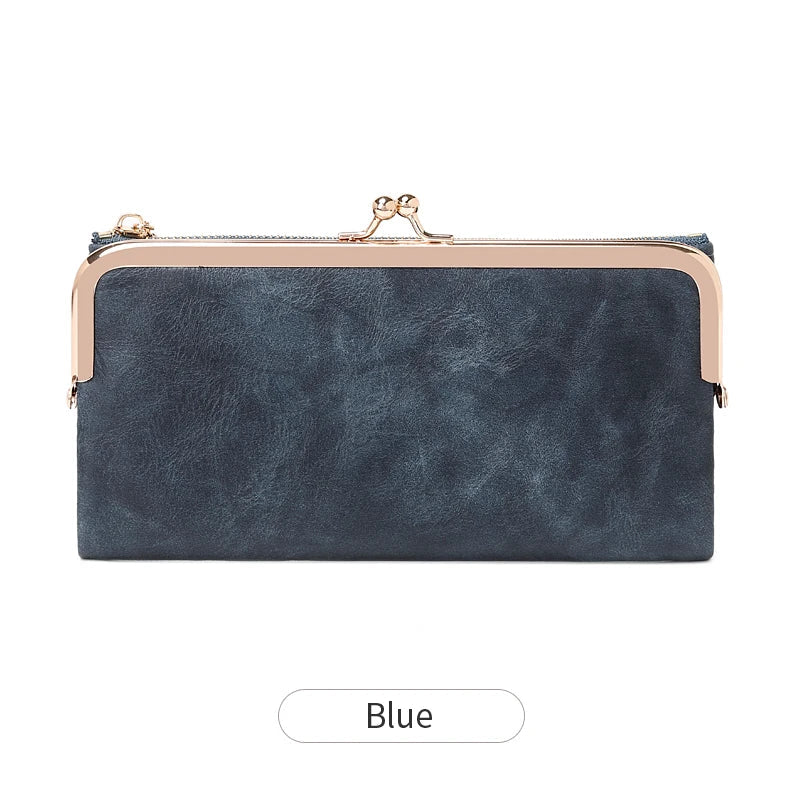 Solid Color Multi Functional Long Wallet, Vintage Clutch Coin Purse, Women's Card Holder Zipper Wallet