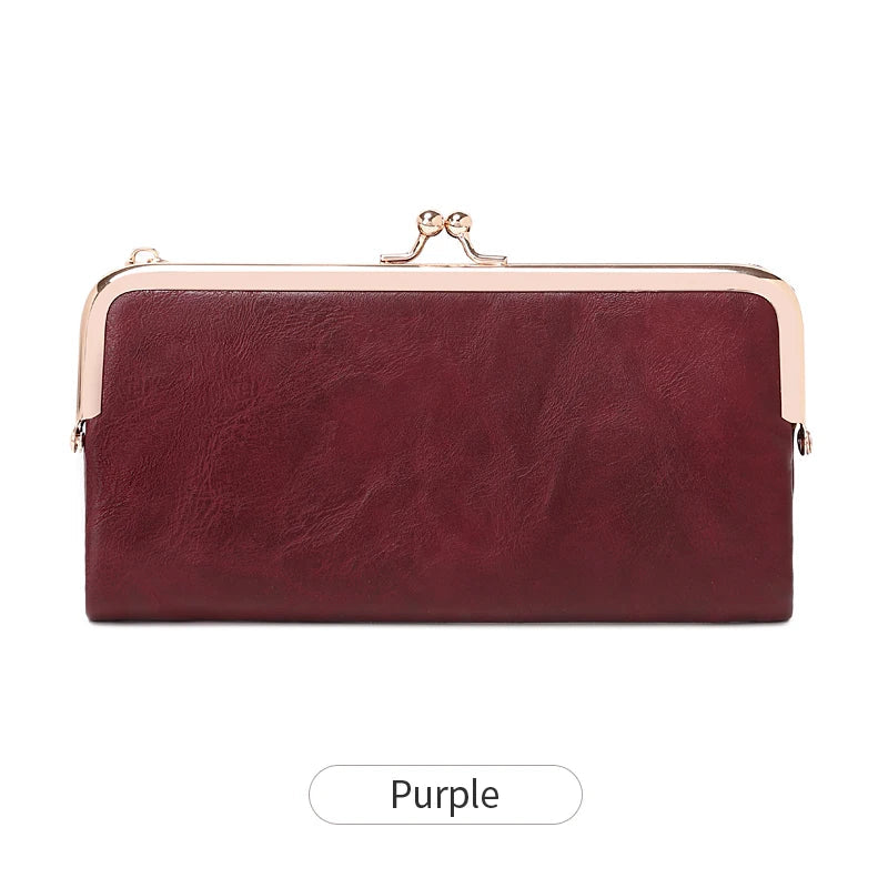 Solid Color Multi Functional Long Wallet, Vintage Clutch Coin Purse, Women's Card Holder Zipper Wallet