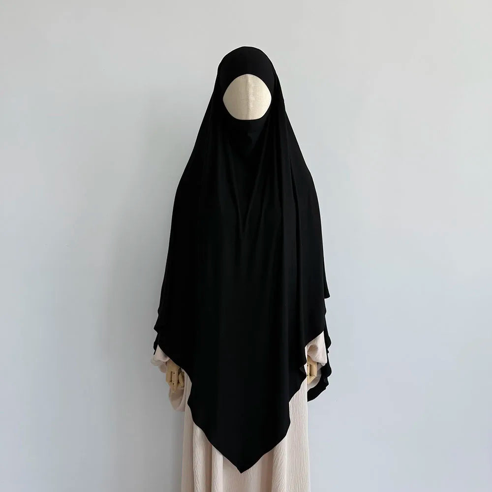 Premium Cotton Jersey Khimar Stretchy Lightweight Breathable One Layer Islam Muslim Women Eid Ramadan Long Prayer Hijab Khimar