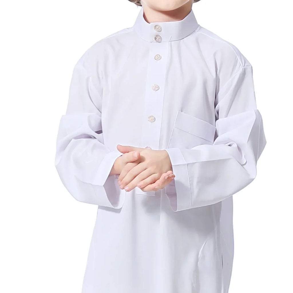 Muslim Saudi Arab Boys Robe Kids Abaya Kaftan Prayer Islam Ramadan Clothing Long Sleeve Thobe Middle East Teenage Dress Dubai
