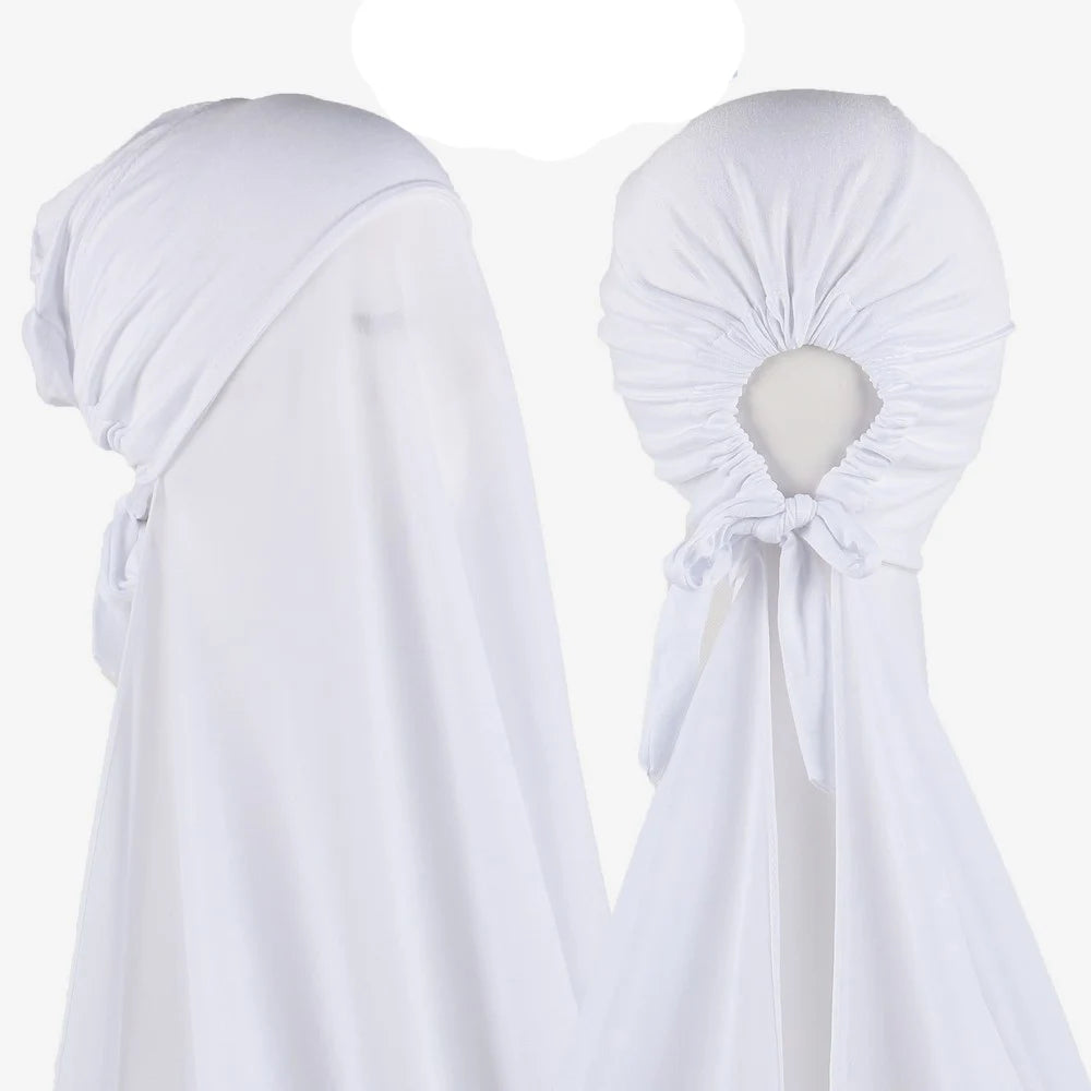 Muslim Instant Hijab Women Bonnet with Chiffon Shawl Head Scarf Cap Inner Headband Stretch Hijab Cover Headwrap Turbante
