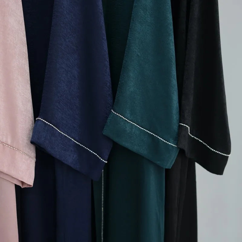 Muslim Modest Cardigan for Women Eid Arab Abaya Dubai Dress Islamic Daily Long Sleeve Clothing Turkey Solid Color Coat Robe