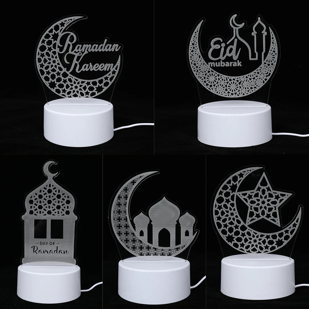 3D Led Lamp Ramadan Night Light Led Moon Star Eid Bedroom Decoration Light Ornament Ramadan Decoration For Home