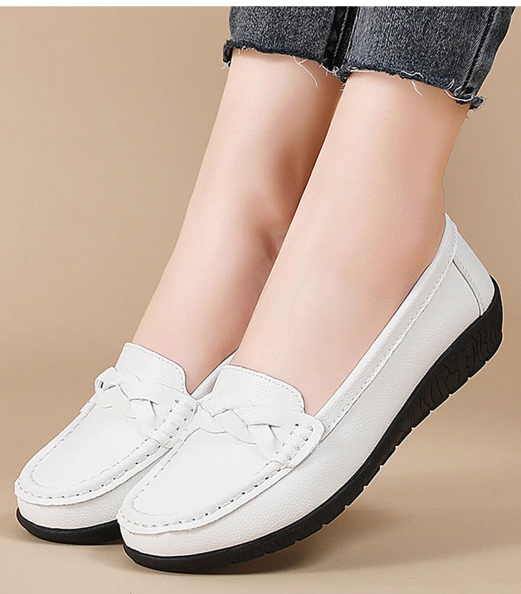 Women Shoes Soft Leather Women's Loafer  New Flats Slip On Casual Shoes Flat Shoes Women White Footwear Zapatos De Mujer