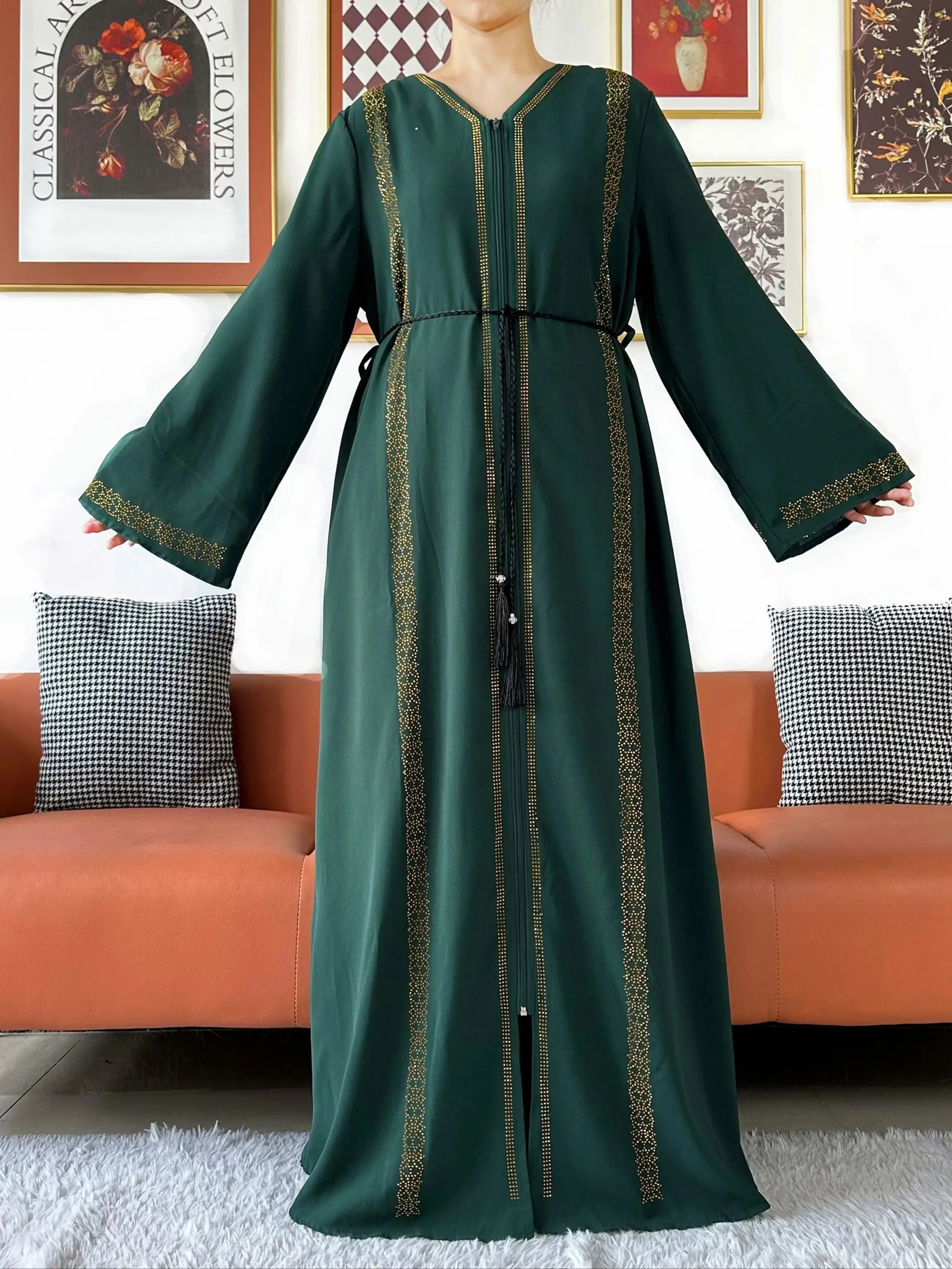 New Elegant Women Abaya Long Sleeve Chiffon Loose Open Abaya Muslim Islamic Clothing Cardigan Style Muslim Fashion Dresses