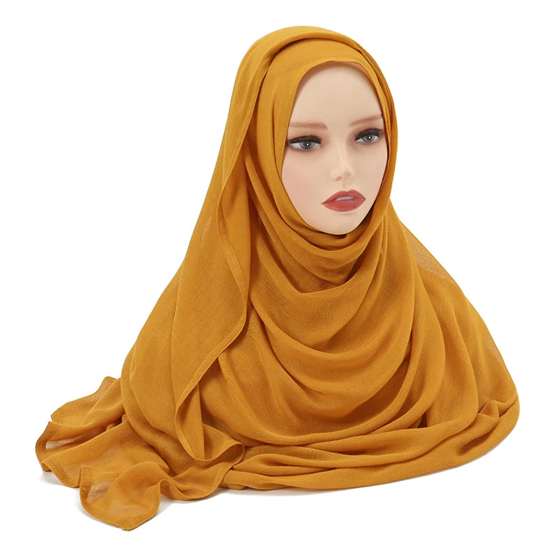 Rayon Viscose Muslim Woman Hijab Cotton Plain Musulman Scarves Solid Islamic Shawls and Wraps Soft Women's Turban Headband Veil