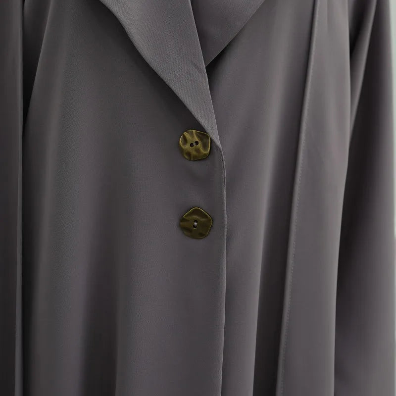 Ramadan Muslim Modest Dress for Women Elegant Two-piece Dubai Blazer-collar Abaya with Hijab Eid Islamic Turkey Kaftan Robe