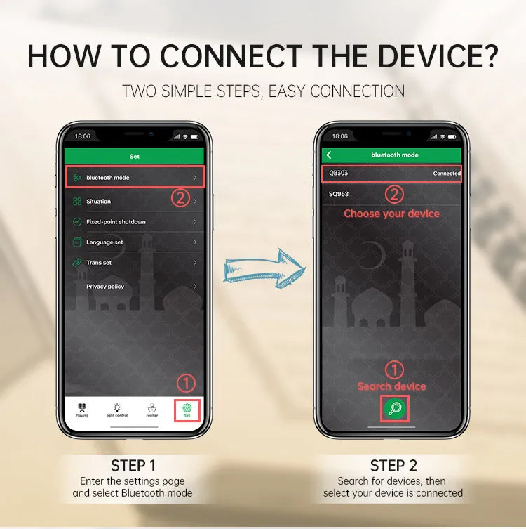 Quran Azan Clock Koran Islamic Muslim Bright Night Light Lamp Holy Bluetooth Speaker Wireless Portable Arab Ramadan Caixa De Som