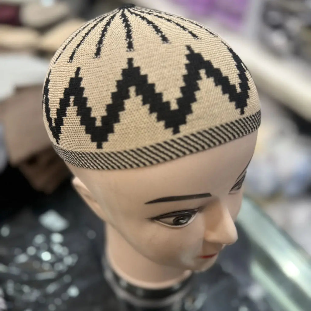Ethnic Hats for Africa Men Knitted Cap Eid Prayer Khaki Street Melon Hat Fashion Classic Islam Beanies Kuki Caps Male 54-59cm