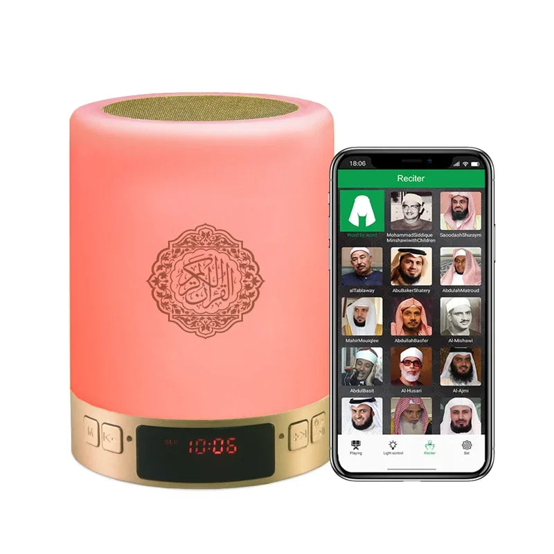 AZAN Islamic Quran Speaker Night light mp3 APP control Coran Player Quran lamp with 16G memory card veilleuse coranique